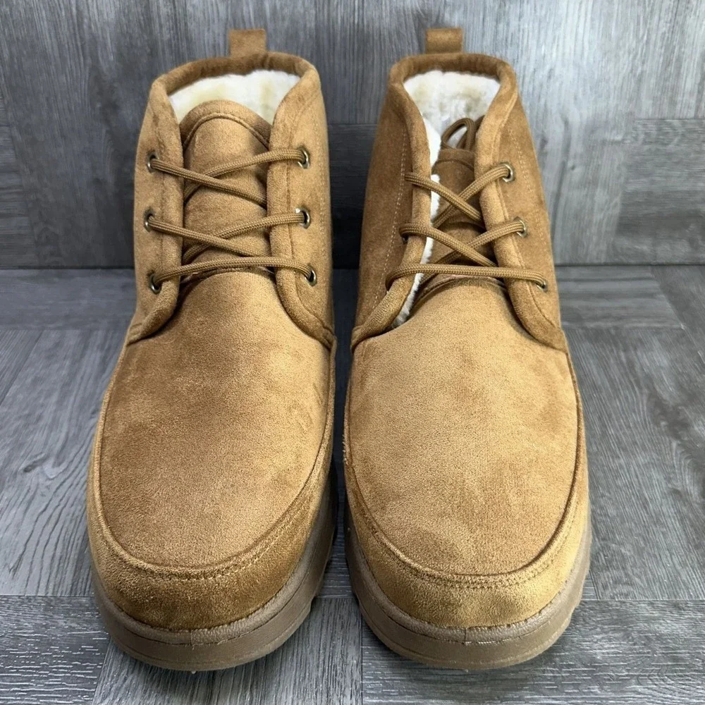 Cliffs by White Mountain Isaac-M Boots Mens 12 Brown Faux‎ Suede Fur Lined NEW